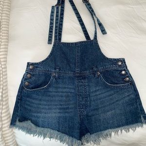 Free People Cut Off Short Overalls